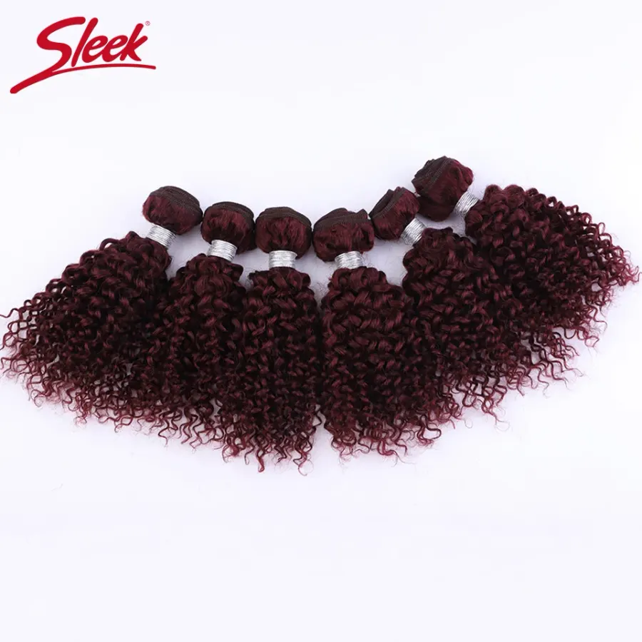 Brazilian Kinky Curly Human Hair Bundles 6Pcs 99J Jerry Curly