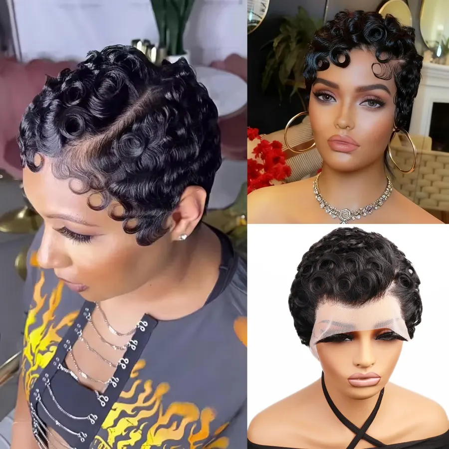 Curly Lace Frontal Wig 13x4 HD Lace Wig Human Hair Short