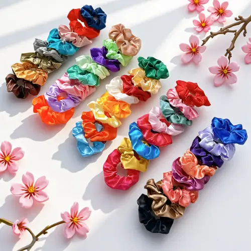40pcs Satin Imitation Silk Hair Scrunchies - Curly Hair