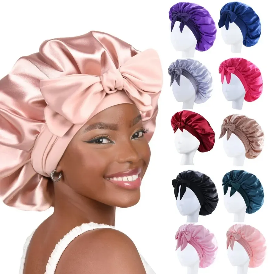 Sleeping Hat Satin Solid Wide-brimmed Beauty Headscarf Head