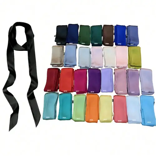 200*5cm Satin Silk Narrow Scarf Neckerchief Solid Neck
