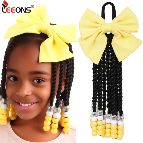 Kids Ponytail With Beads 8 Inch Two-Strand Twists Braided