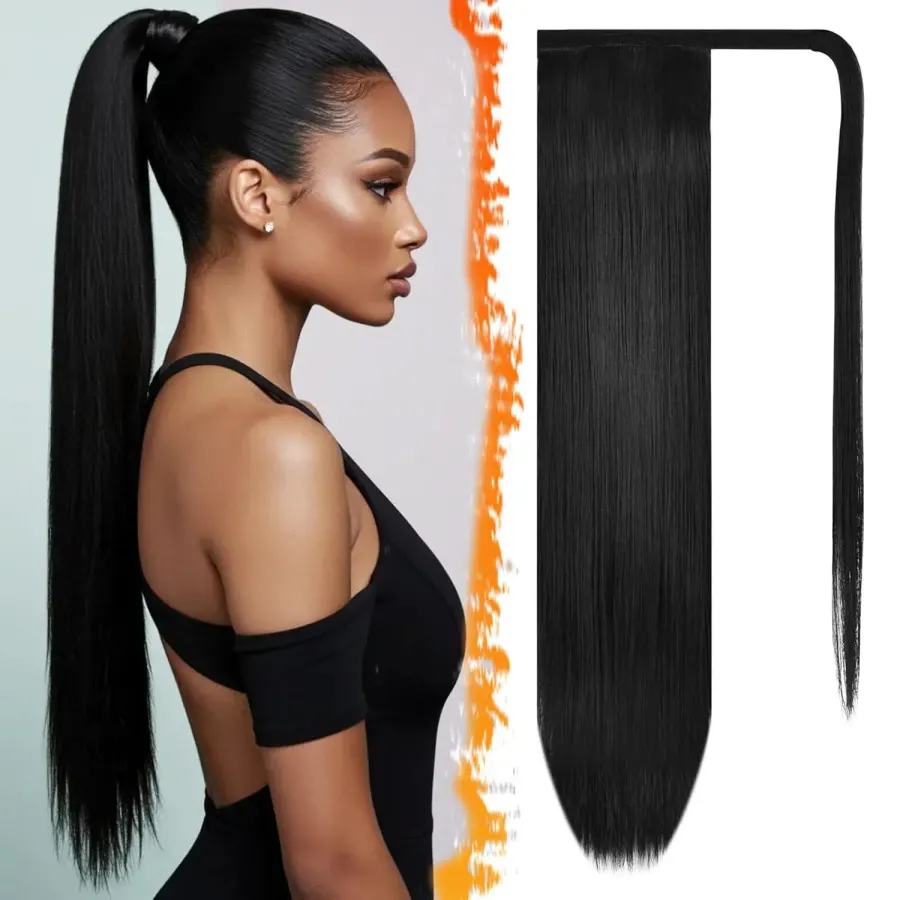 14 Inch Human Hair Ponytail Long Wrap Around Ponytail Natural