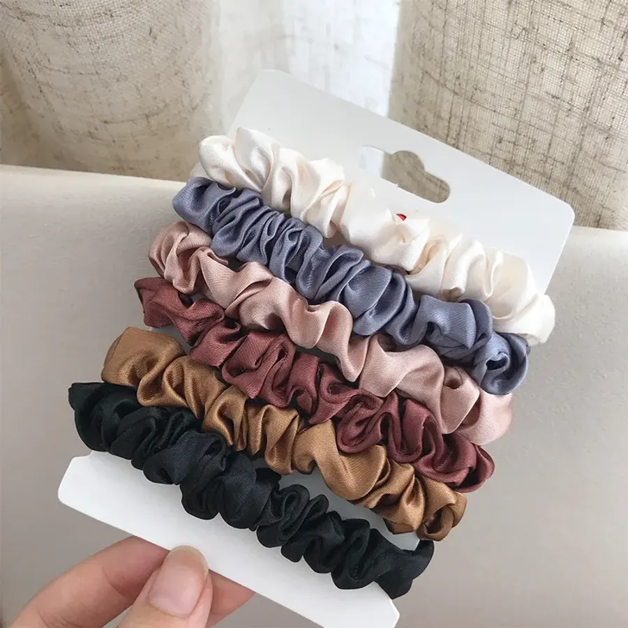 12/6pcs Satin Hair Scrunchies Elastic Minimalist Hair Ties