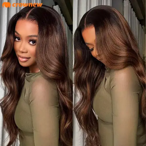 Chocolate Brown Lace Front Wig Human Hair Body Wave Human