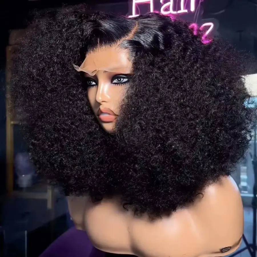 13x4 HD Transparent Lace Curly Wave Bob Wigs Human Hair 180
