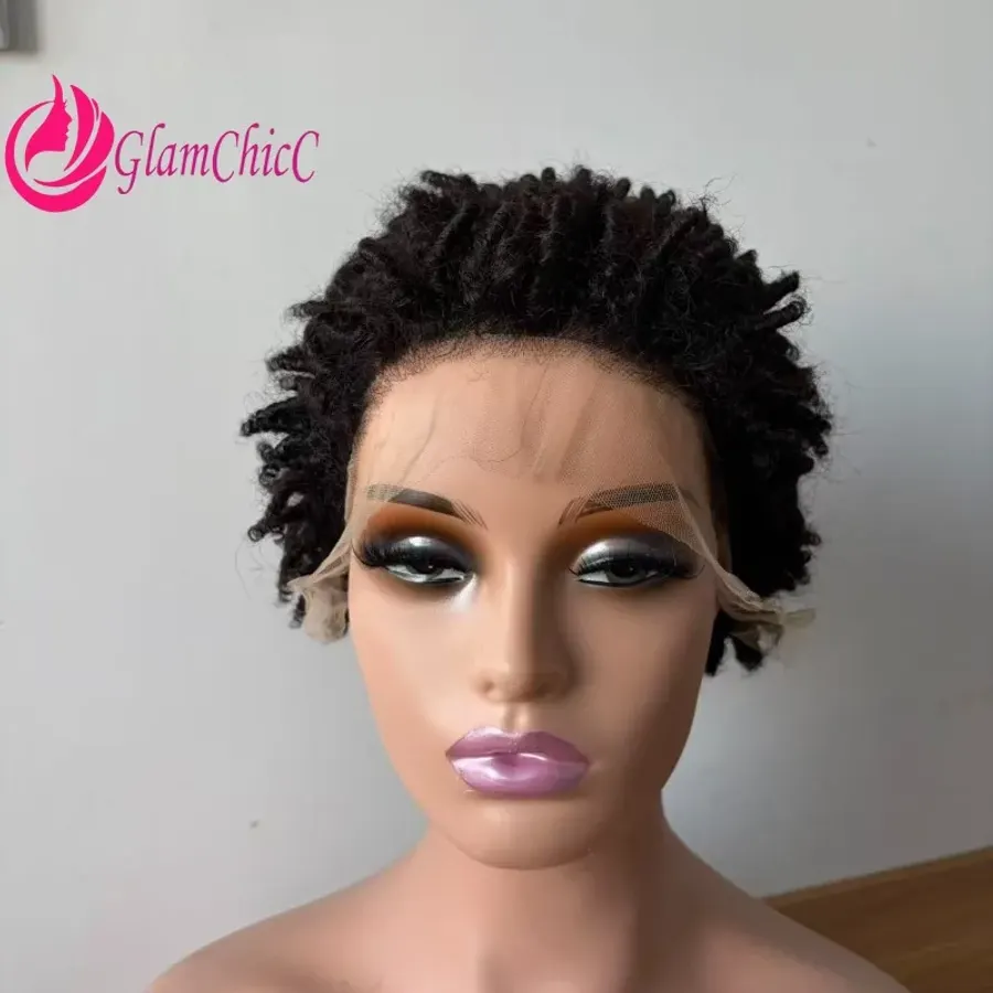 13x4Lace Front African Scroll Natural Color Human Hair Wig