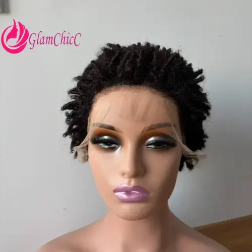 13x4Lace Front African Scroll Natural Color Human Hair Wig