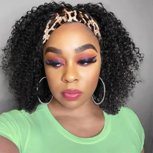 Headband Wig Human Hair Deep Wave None Lace Front Wig Human