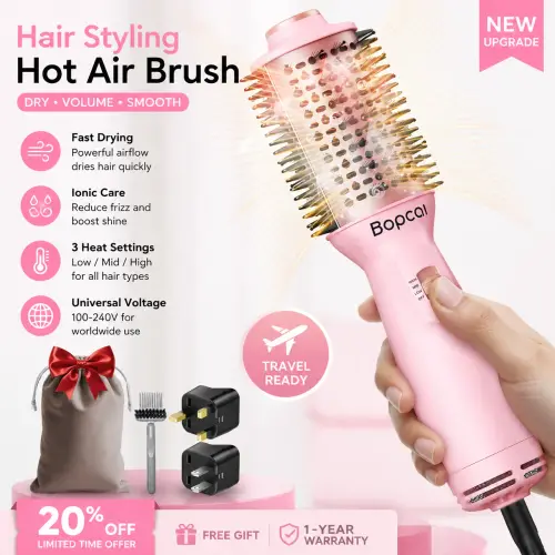 Dual Voltage Blow Dryer Brush 4-in-1 Compact Mini Hot Air