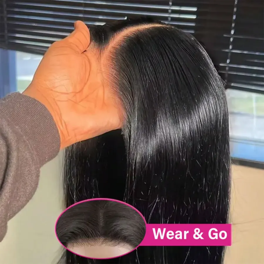 Straight Glueless Wig Human Hair Ready To Wear 13x4/6 Hd Lace