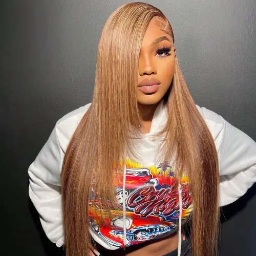 4/27 Honey Blonde Highlight Straight 13x4 HD Lace 250%