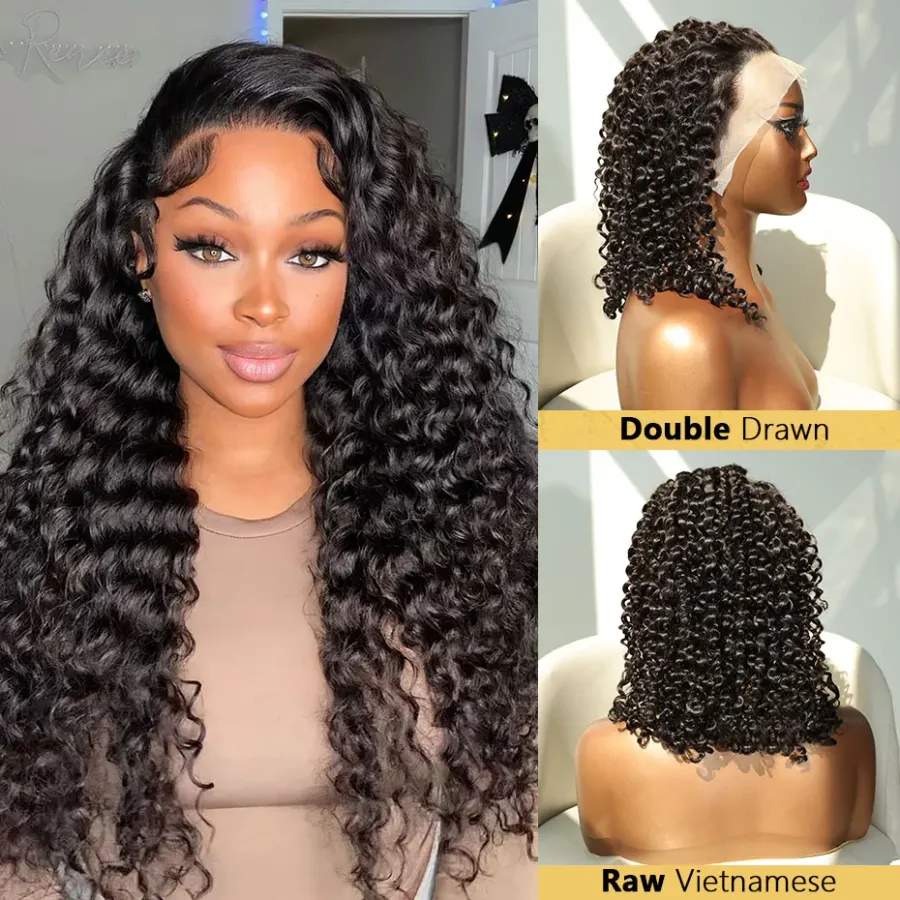 Jerry Curl Wigs Full 250 Density Short Bob Wig 100% Human
