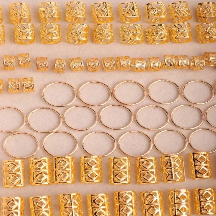 Hair Braiding Metal Cuffs DIY Hollow Out 80Pcs Hair Ring