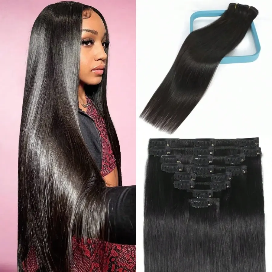 Clip In Hair Extensions Real Human Hair 8pcs Straight Human