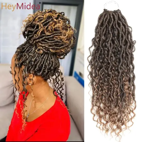 Synthetic Goddess Locs Crochet Hair Braids Curly Faux Locs