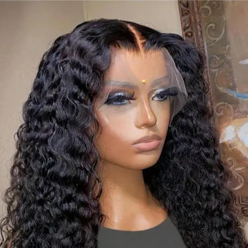 Curly Human Hair Wigs Water Wave Lace Frontal Wig 40 42 Inch