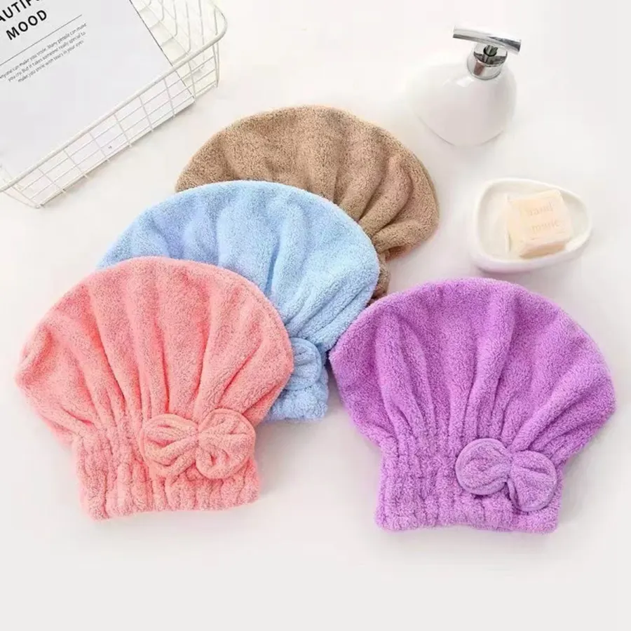 1Pc Microfiber Hair Drying Towels Head Wrap with Bow-Knot