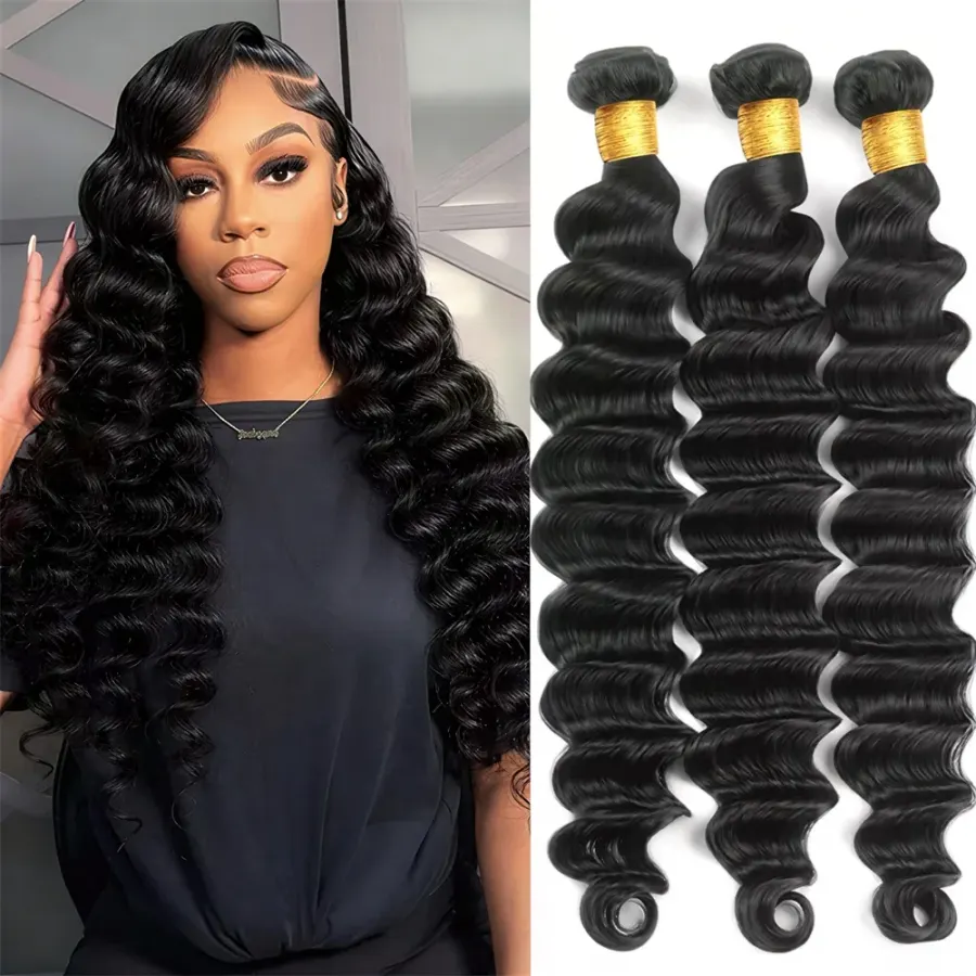 12A Human Hair Bundles Loose Deep Wave Bundles Human Hair