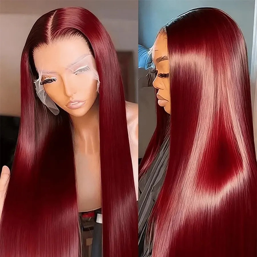 99J Burgundy Red Lace Front Wig 13x4 Transparent Lace