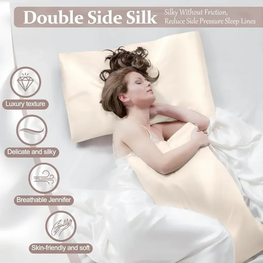 2PCS 100% Natural Mulberry Silk Pillowcase