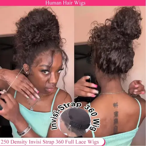 Invisible Strap 360 Full Hd Lace Glueless Wig Kinky Curly