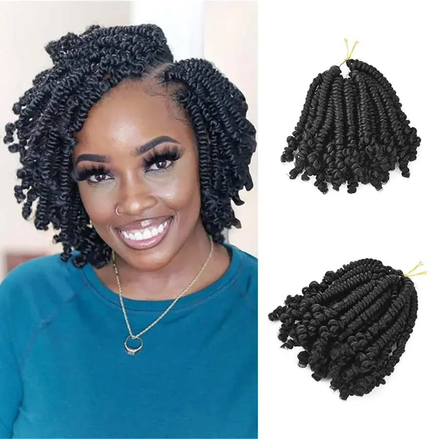 6 inch Synthetic Short Bomb Spring Twist Crochet Hair Pre