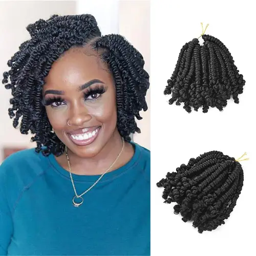 6 inch Synthetic Short Bomb Spring Twist Crochet Hair Pre