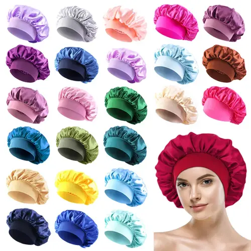 New Satin Wide Brim Nightcap Silky Bonnet Hair Wrap for