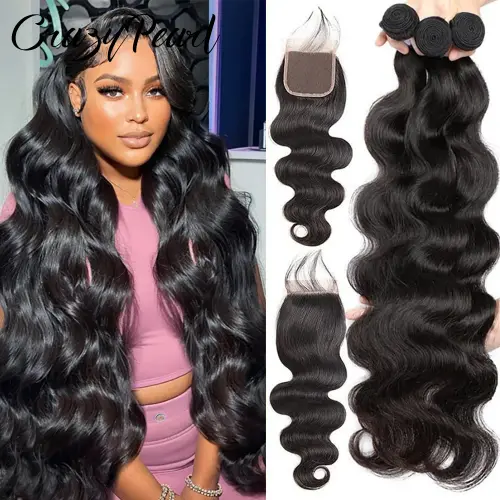 Human Hair Bundles with Closure Body Wave Bundles with Lace