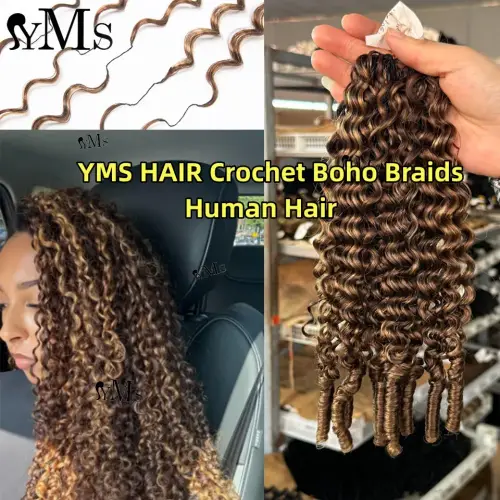 Crochet Boho Braids Hair 3C4A Coily Curly For Braiding YMS