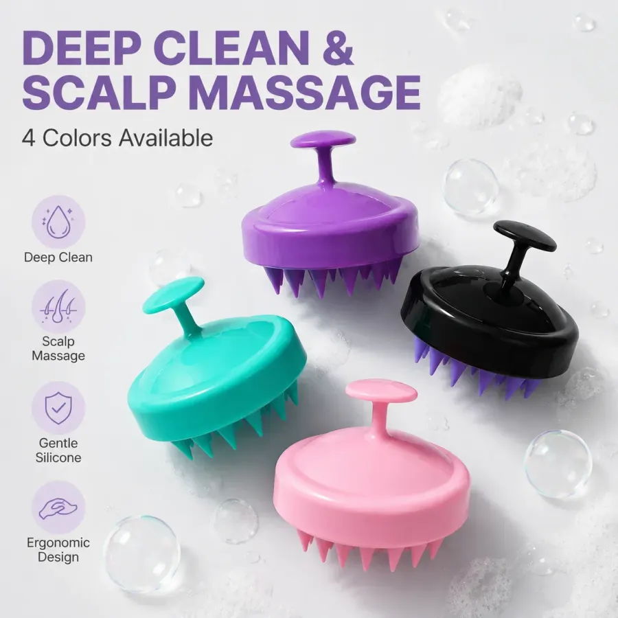 Silicone Scalp Massager Shampoo Brush, Soft Hair Washing Scrubber