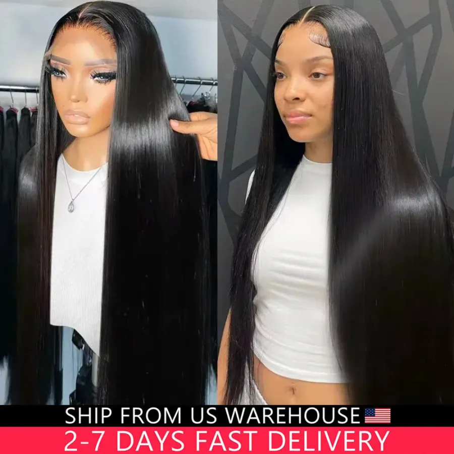 200% Straight Real Full Lace Human Hair Wig 30 40 Inch