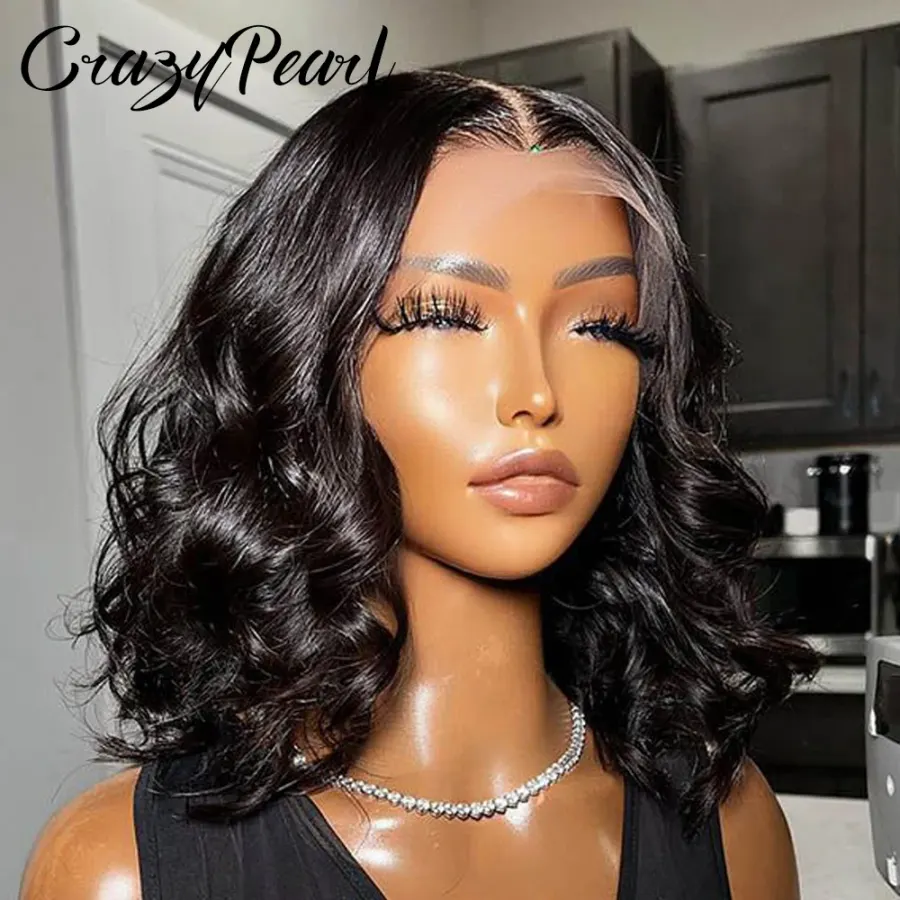 13X4 Lace Frontal Wig Human Hair Bob Wig Loose Wave Curly