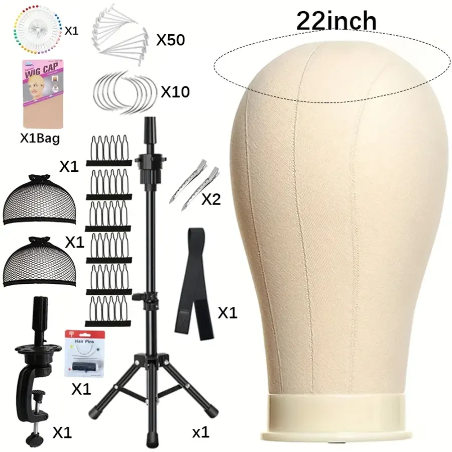 Canvas Wig Head Wig Stand 21-24inch Mannequin Head for