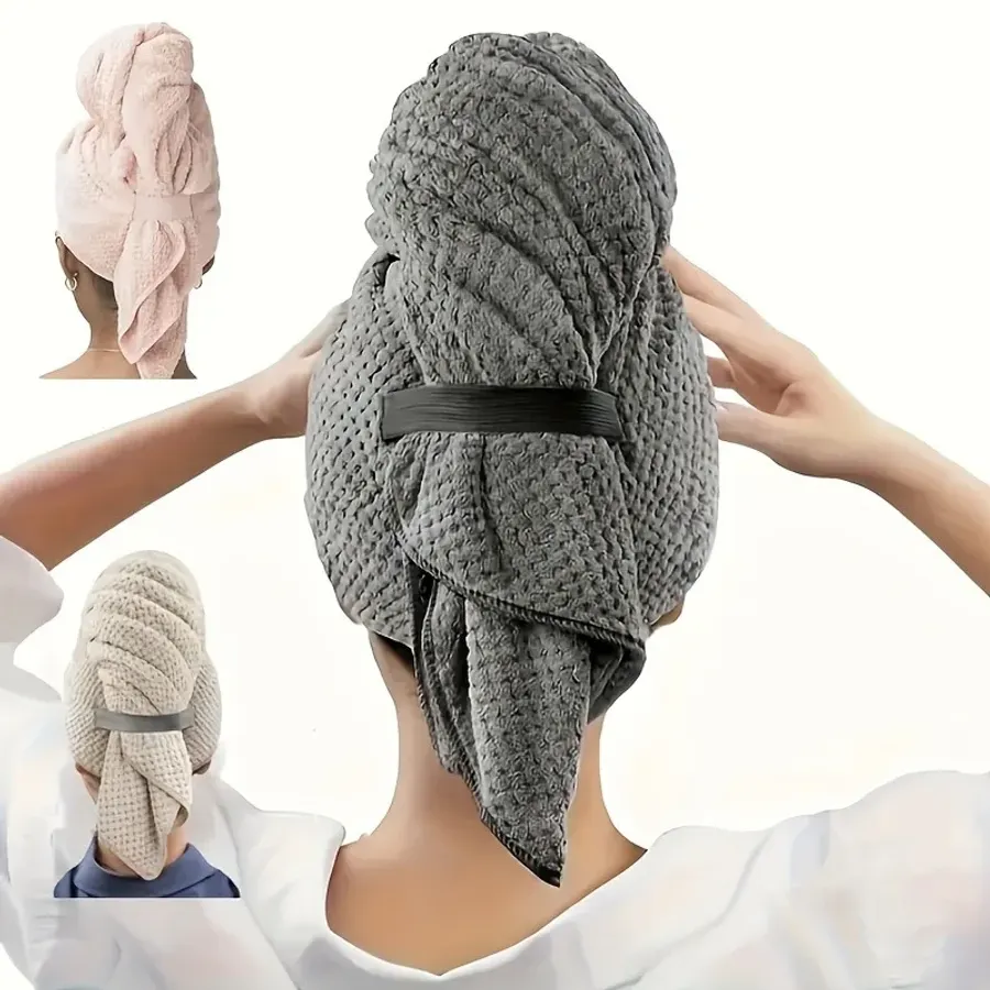 Ultra-Soft Quick-Dry Microfiber Hair Towel Wrap with Elastic