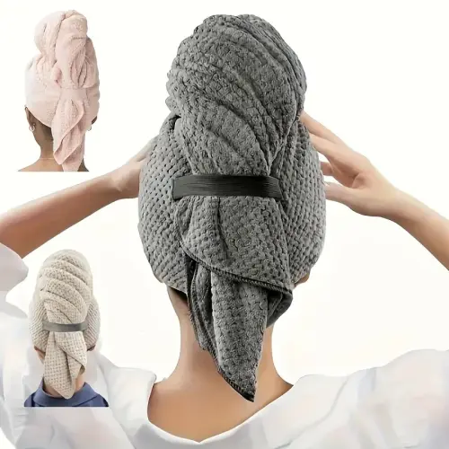 Ultra-Soft Quick-Dry Microfiber Hair Towel Wrap with Elastic