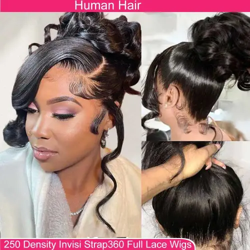 360 Lace Front Wigs Human Hair with Drawstring Pre Plucked