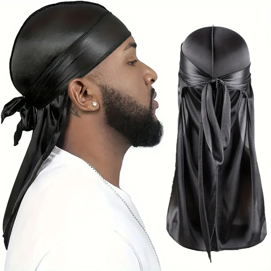 Men's Silk Durag Bonnet Bandana Silky Du Rag Doo Rag Long
