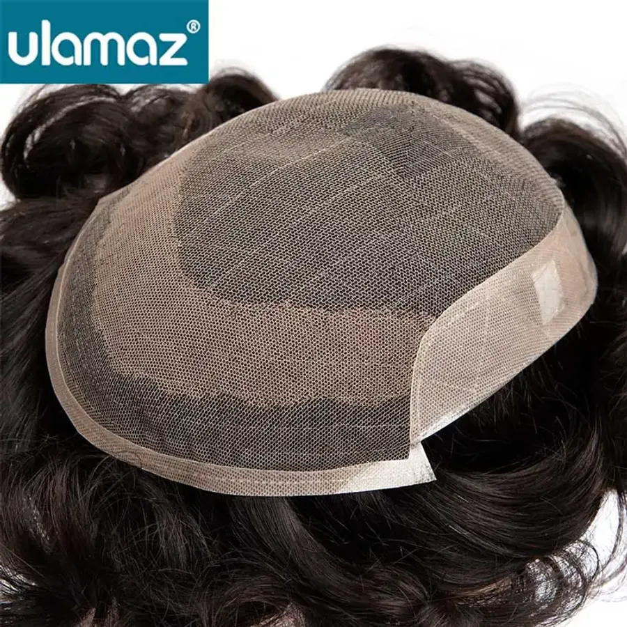 Bleach Knots Lace Wigs For Man Natural Human Hair Toupee Men