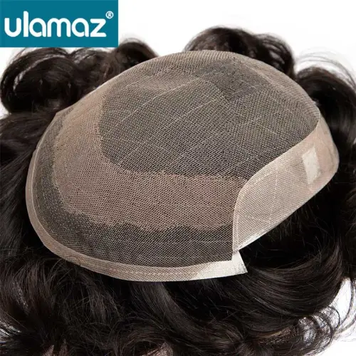 Bleach Knots Lace Wigs For Man Natural Human Hair Toupee Men