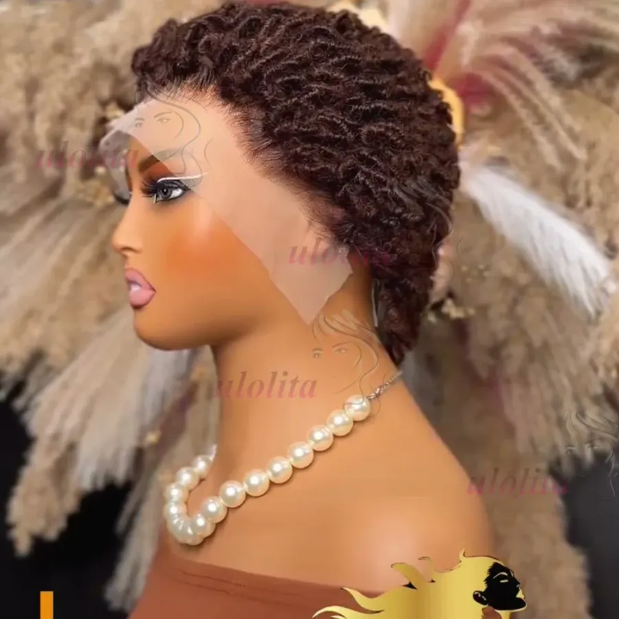 Chocolate Brown #4 13x4 Lace Front Short Caterpillar Curly