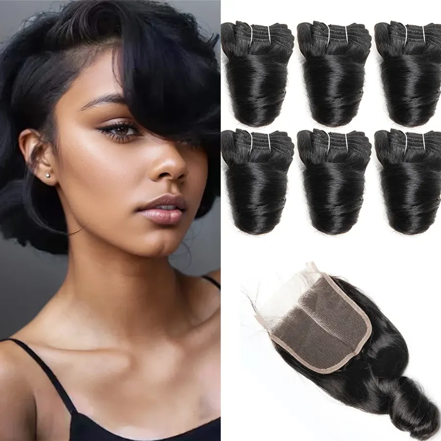 Brazilian Loose Wave Bundles With Closure Short Human Hair
