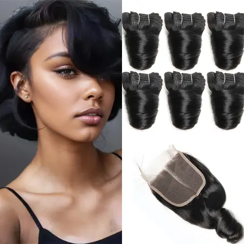 Brazilian Loose Wave Bundles With Closure Short Human Hair