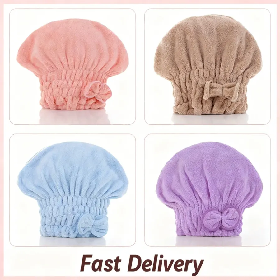 1/4PCS Microfiber Hair Drying Towels Head Wrap with Bow-Knot