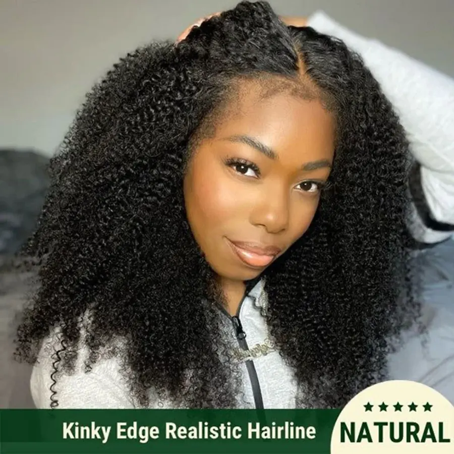 4C Edges Natural Hairline 13x6 Frontal Wig Afro Kinky Curly