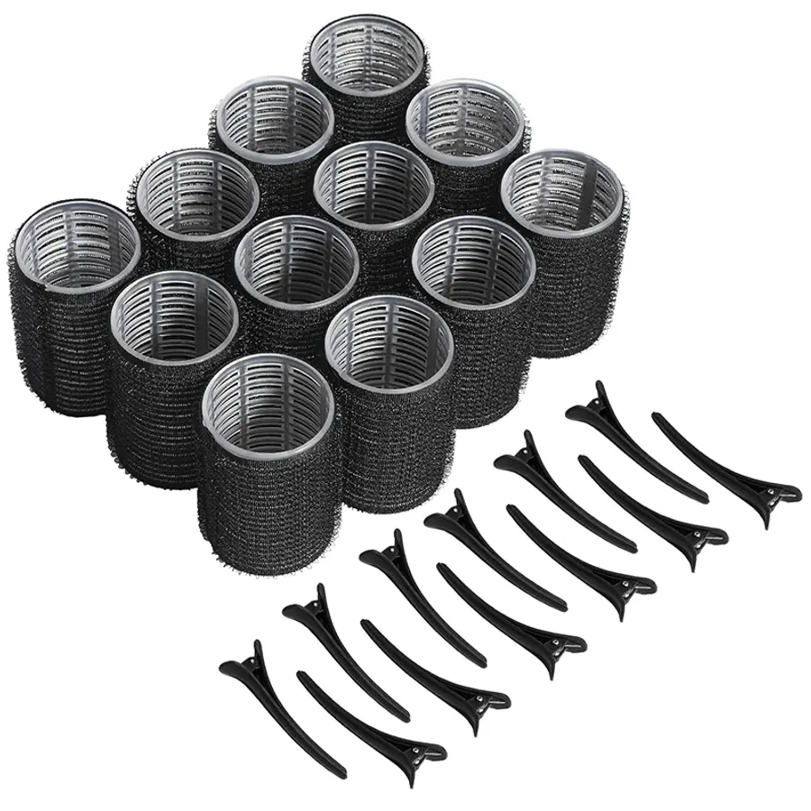 12Pcs Self Grip Hair Rollers With 12Pcs Hair Clips No Heat