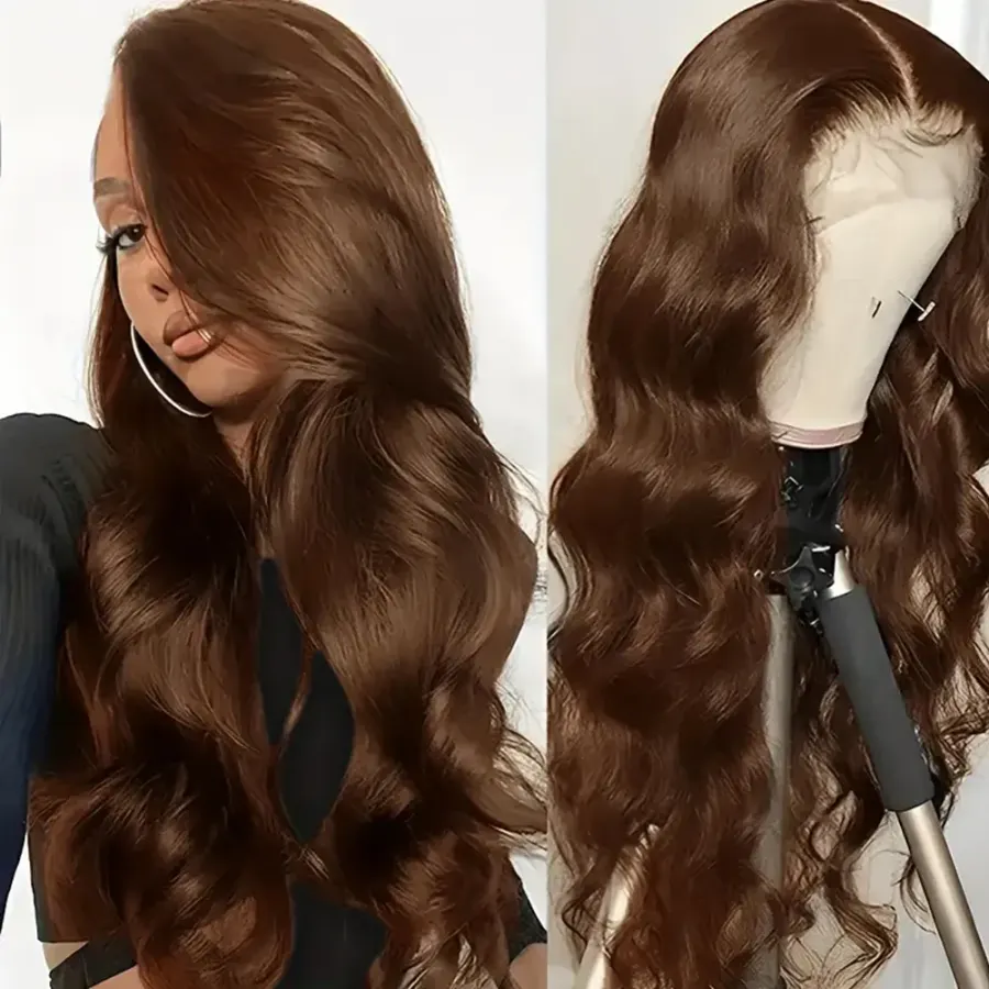 Chocolate Brown Wig Human Hair 13x6 Body Wave Lace Frontal