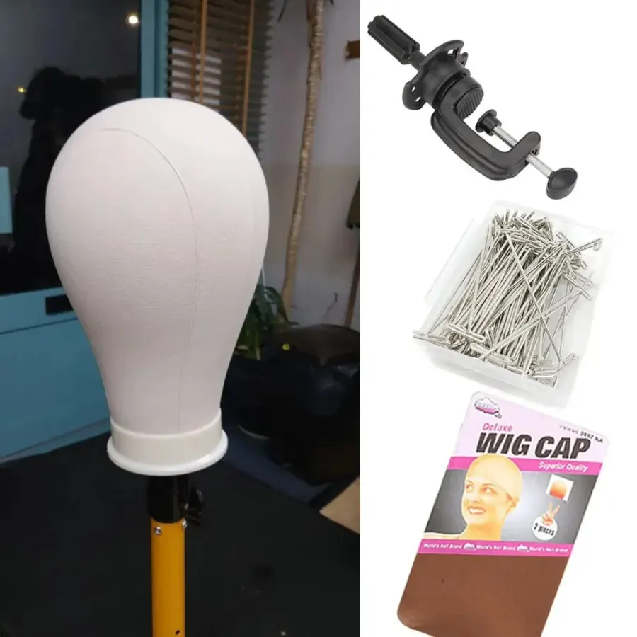 1pc Canvas Wig Head Wig Stand 21-24inch Mannequin Head for