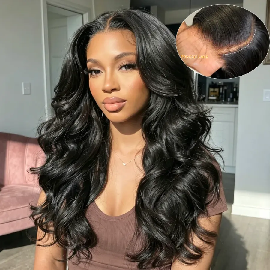 Wear & Go Glueless Wigs Body Wave Human Hair Wigs Pre Cut 5x7